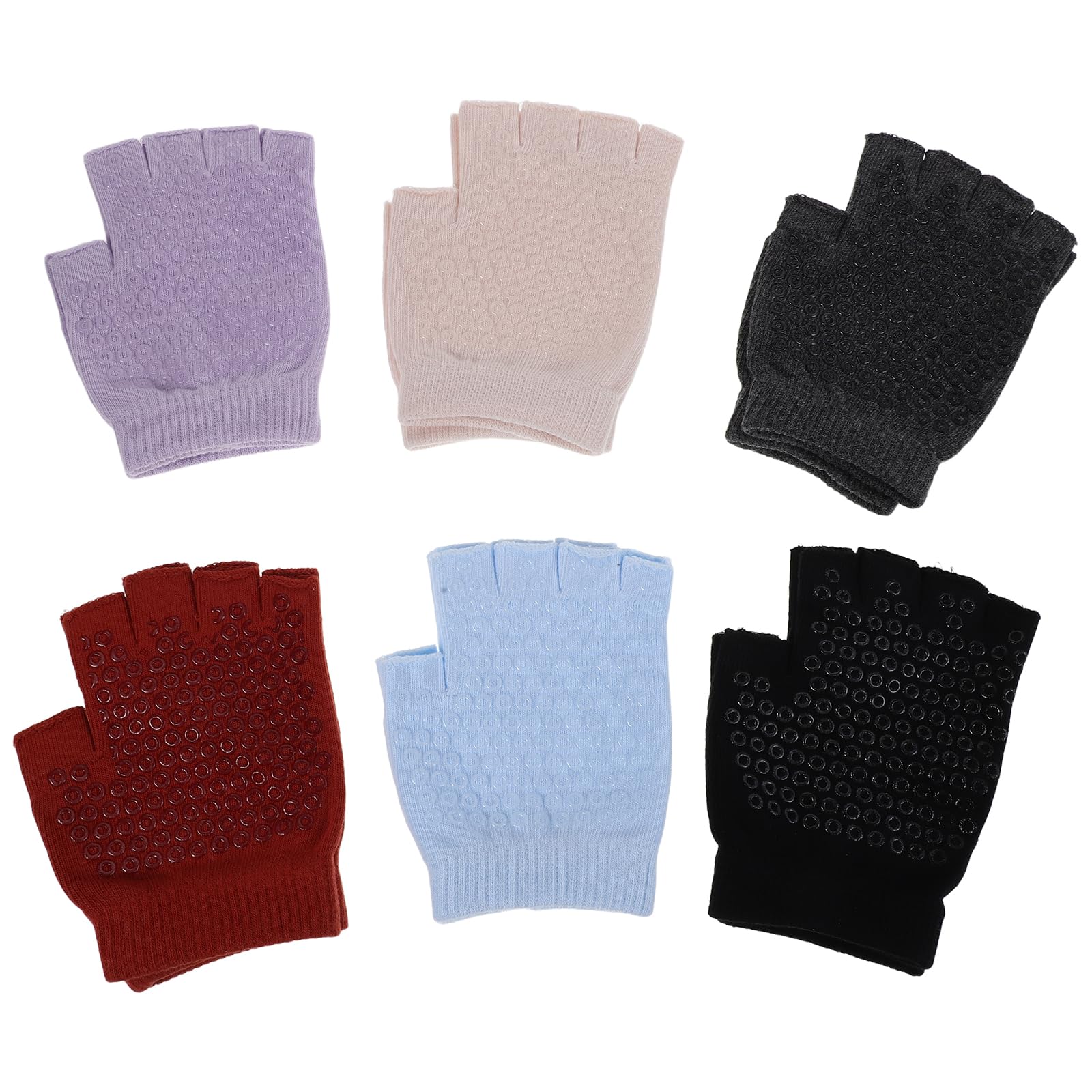Anneome Guanti da Yoga Aerei senza Dita Antiscivolo da Donna, 6 Paia Elasticizzati con Impugnature per Pilates, Fitness e Arrampicata, Protezione Mani e Presa Sicura per Allenamento