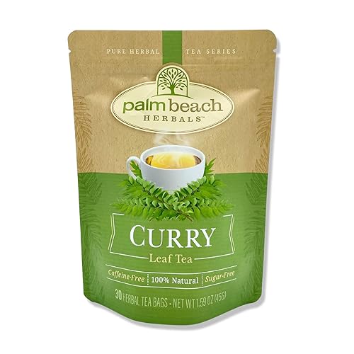 Té de hoja de curry - Serie de té de hierbas puro de Palm Beach Herbals (30 unidades) [El embalaje puede variar]