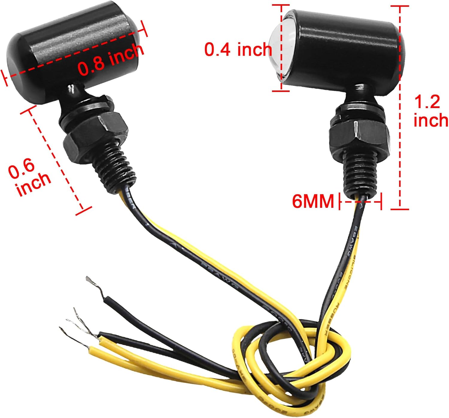 NINEO Front Motorcycle Turn Signals LED Mini Bullet, Light Amber Running Blinker Indicator Lights fits for 6mm Mounting Hole,Compatible with Most 12V Motorcycles, 2PCS