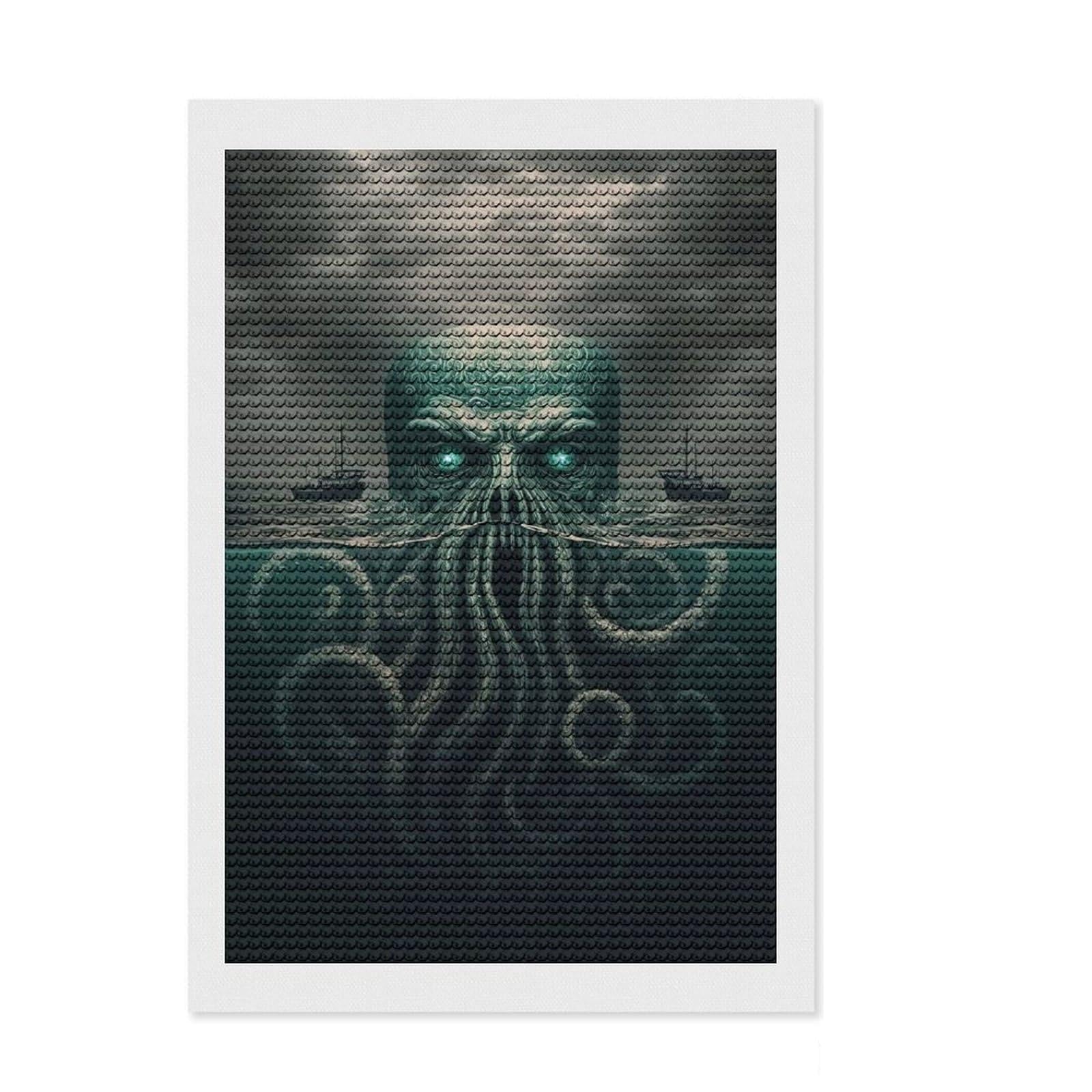 Junmoney Octopus Round Drill Diamond Painting 8"x12", Cute Room Decor, Relaxing DIY, with Tool Kit, Thoughtful Present