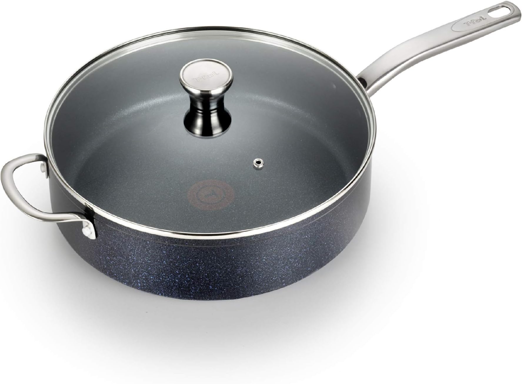 T-fal G10482 Heatmaster Nonstick Thermo-Spot Heat Indicator Dishwasher Oven Safe Jumbo Cooker with Lid Cookware, 5-Quart, Black