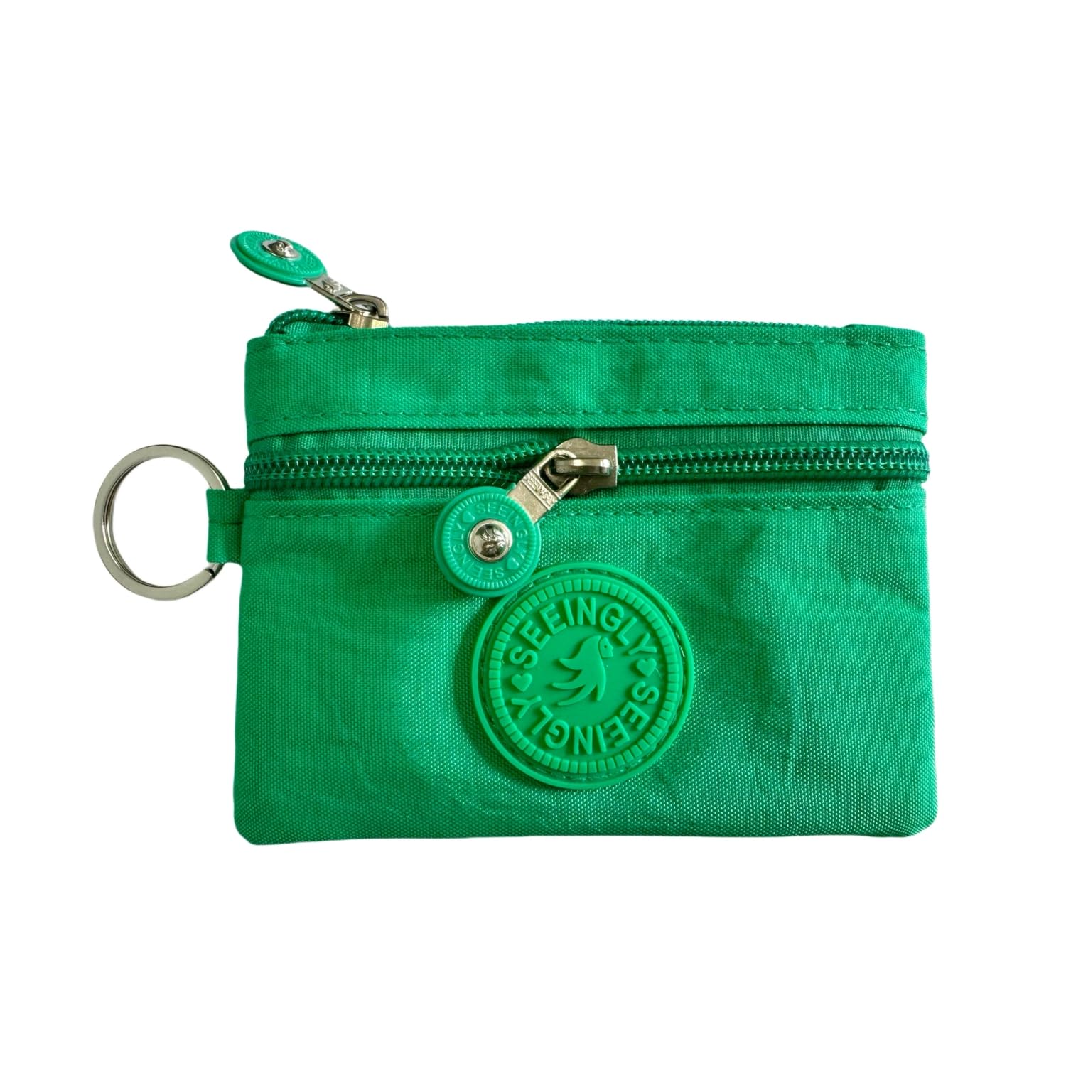 ERJUR Small Wallet for Women Men Coin Purse Change Holder Zipper Nylon Coin Purse with Keychain (Turquoise)