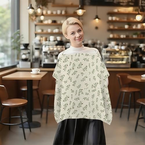 Vista 6 de Funda de lactancia de muselina para madres lactantes, 100% algodón, ligero y transpirable, chal de privacidad con aro rígido ajustable, delantal