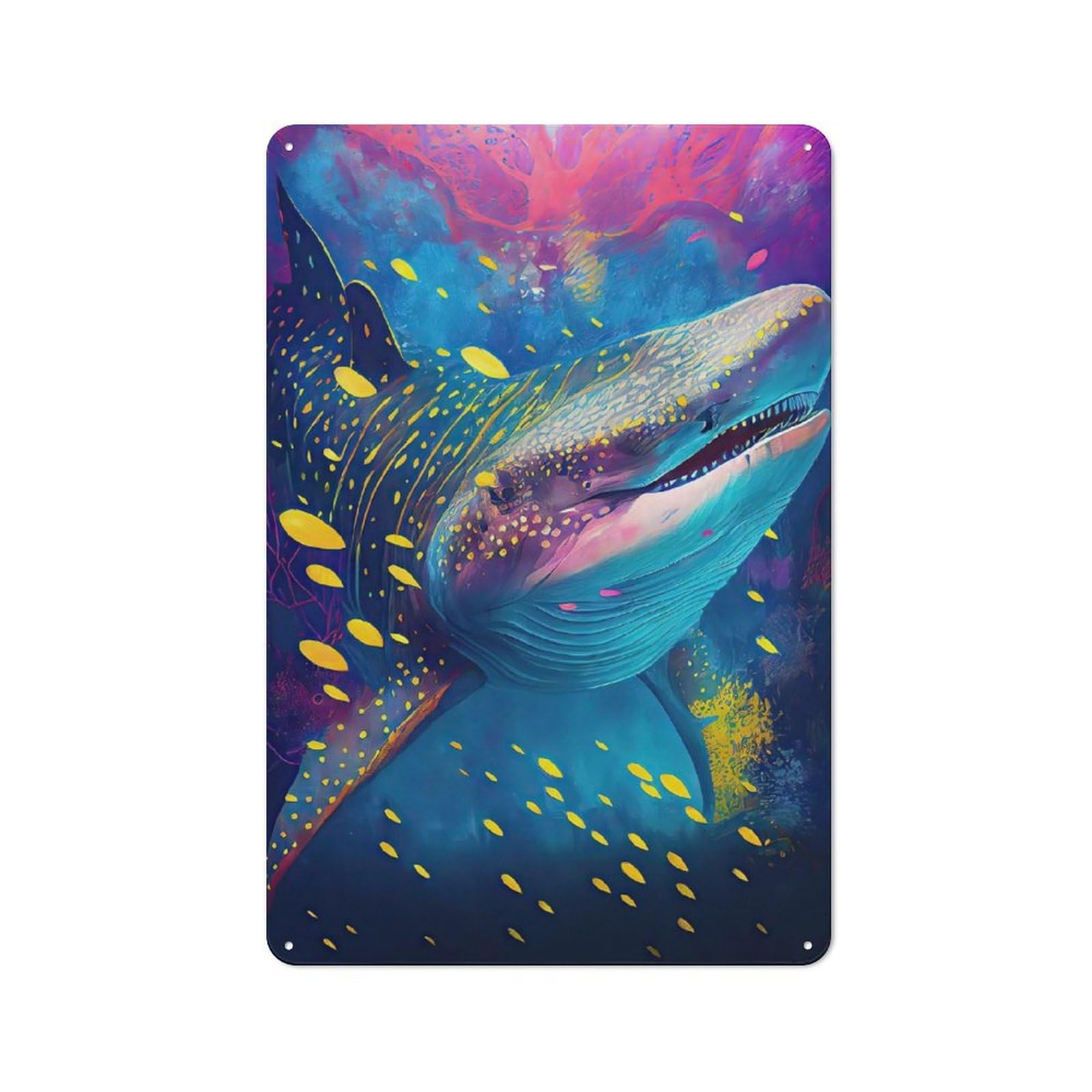 Junmoney The Peaceful Whale Shark Retro-Style Metal Wall Sign 30X20cm For Home Bar Wall, For Home Interiors, Feature Walls And Decorative Displays