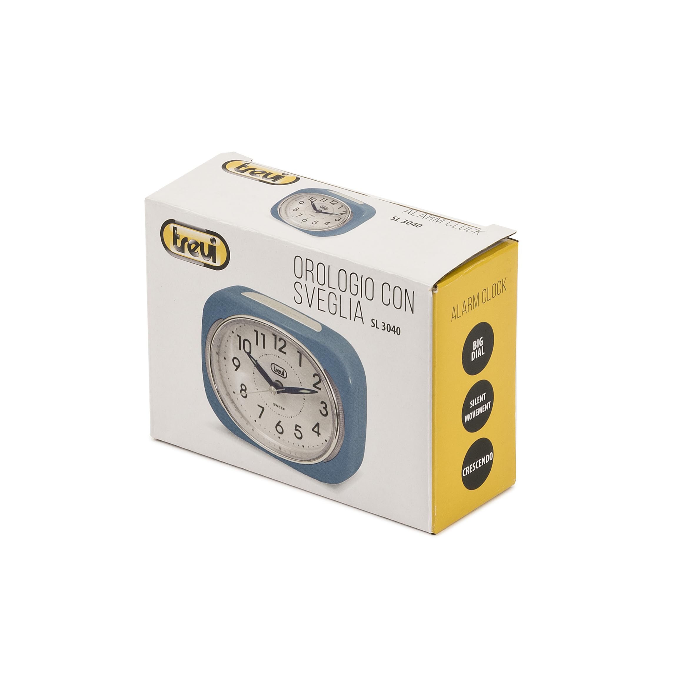 Trevi SL 3040 Sveglia Analogica Silenziosa con Retroilluminazione LED e Ampio Quadrante, Movimento SWEEP Senza Ticchettio, Funzione Snooze, Funzionamento con Batteria Stilo AA, Facile Utilizzo, Blu