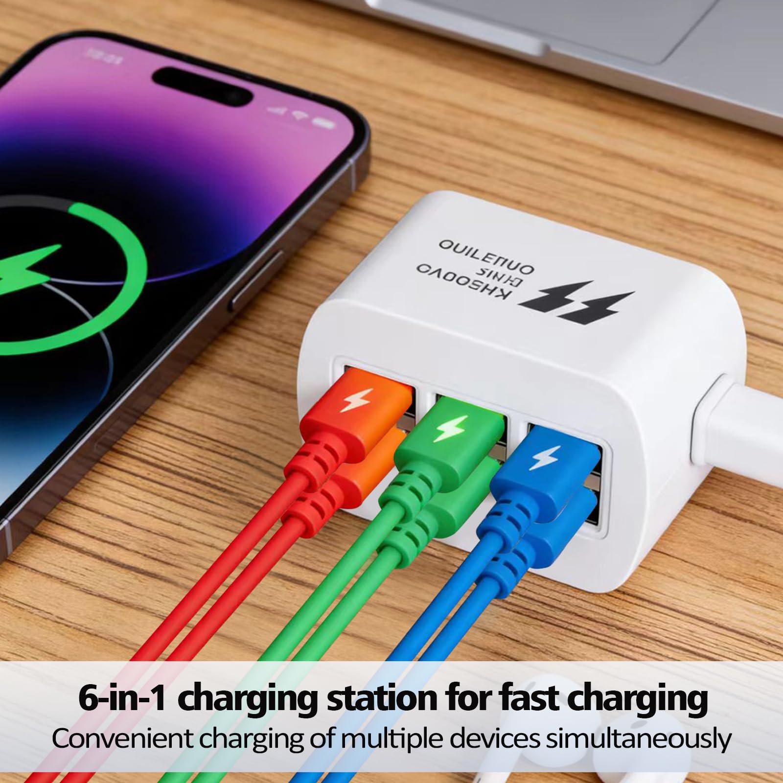 HENGBIRD 6-portowa ładowarka USB, wielokrotna jako kompaktowa listwa zasilająca z USB, wtyczka USB do wielokrotnego ładowania wielu urządzeń jednocześnie, idealna do domu i biura
