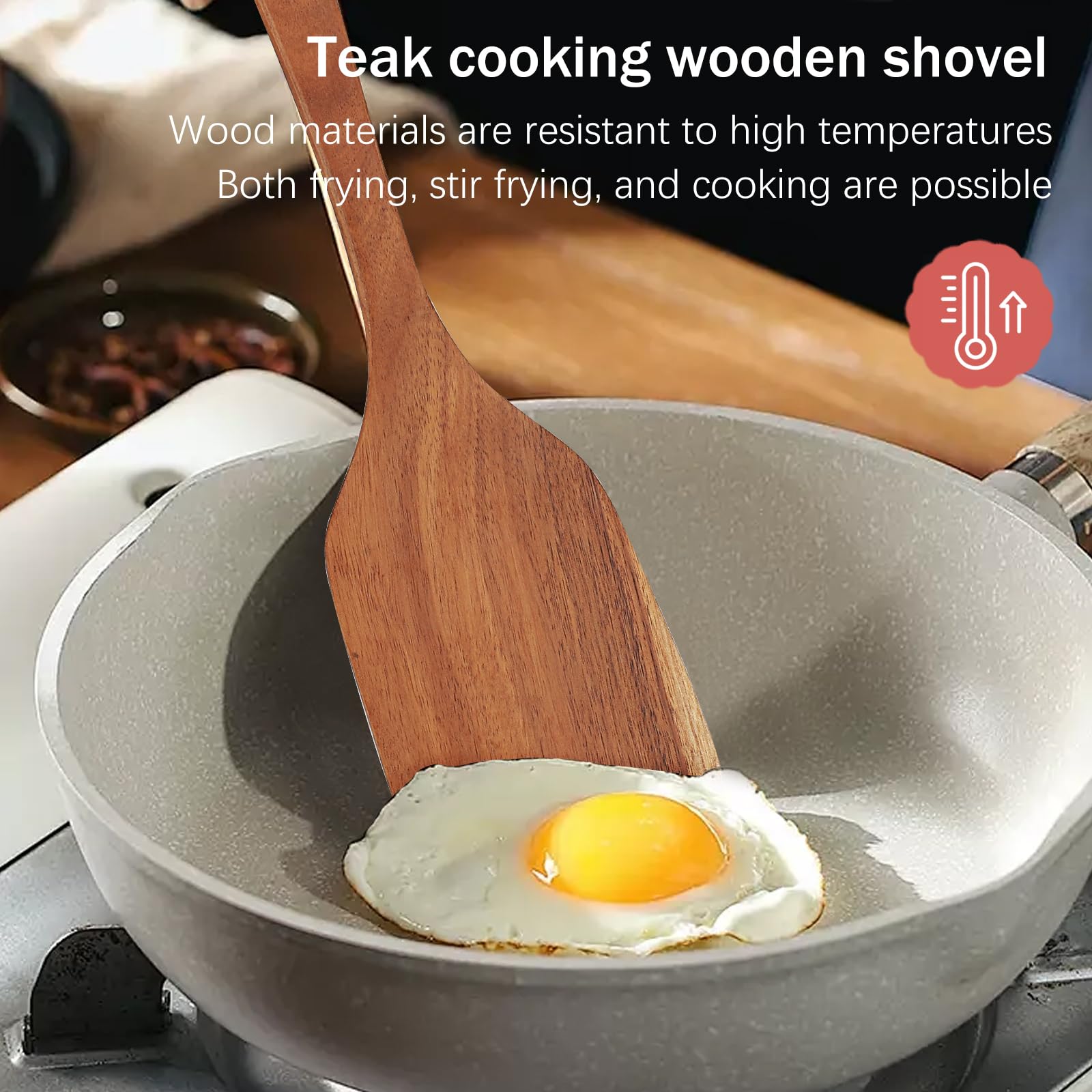 Set Mestoli in Legno, 7 Pezzi Utensili Cucina in Teak - Include Spatola, Cucchiaio, Mestolo e Scolapasta - Adatto per Padelle Antiaderenti