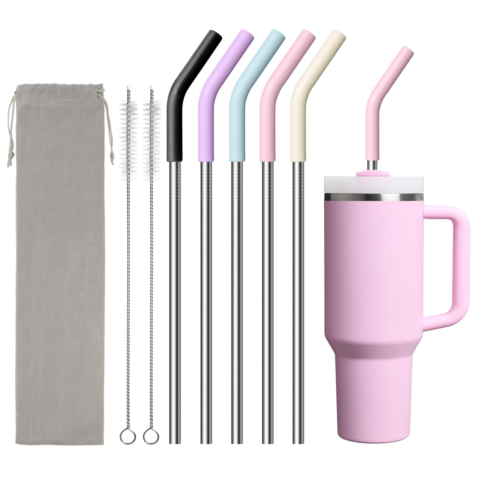12.2" Metal Long Straw for Stanley 40 oz Cup, Reusable Straight Straw