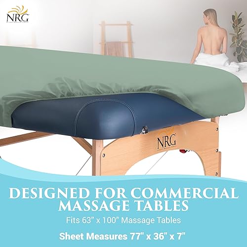 Miniatura 6 de NRG Sábana bajera de franela de lujo para mesa de masaje, color salvia, doble cepillado, 100% algodón, peso medio, 200 hilos, elástico ajustado para