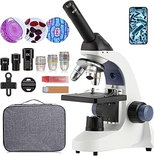 Compound Monocular Microscope Kids Adults - 40X-2000X Monocular Microscope for Kids Adults Students with Storage Bag, Metal Eyepiece, Slides (2022