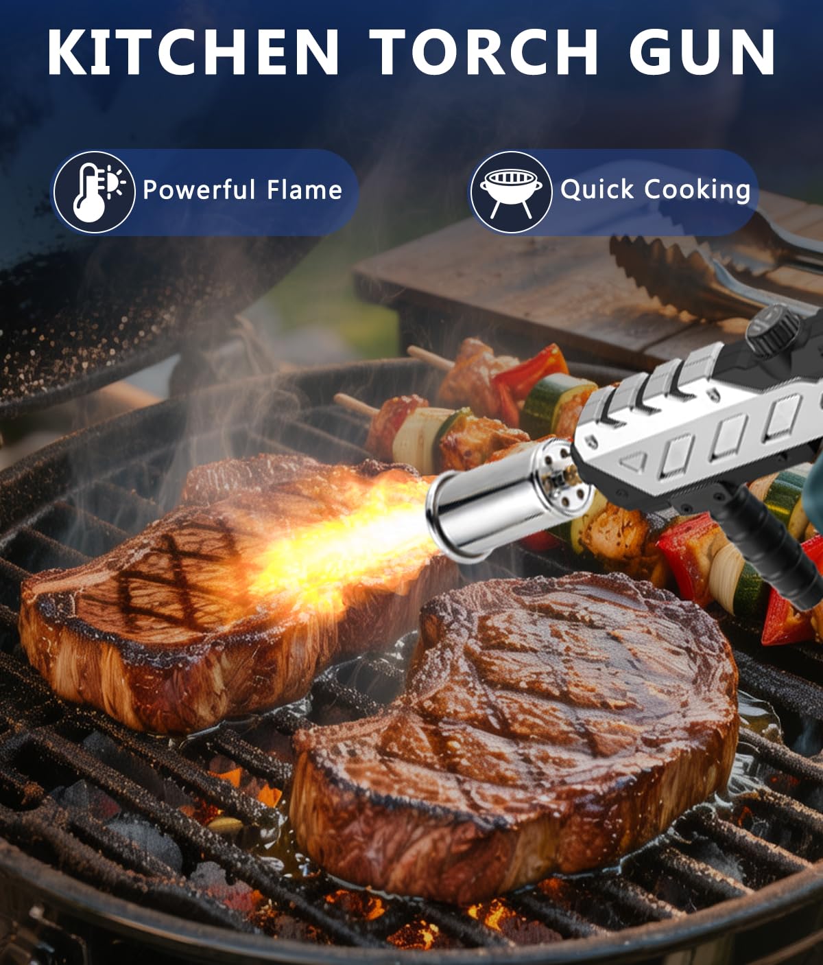 Potente antorcha de propano con diseño desmontable, pistola de soplete de cocina con llama ajustable, quemador de llama para barbacoa, encendedor de carbón, fogata, deshierbe (tanque no