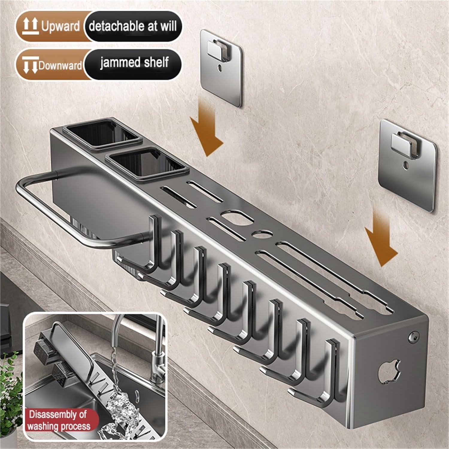 Kitchen Wall Mount Utensil Rack Utensil Wall Organizer, for Spoons, Chopsticks, Cookware Cutlery Holder(60cm/23.6in)