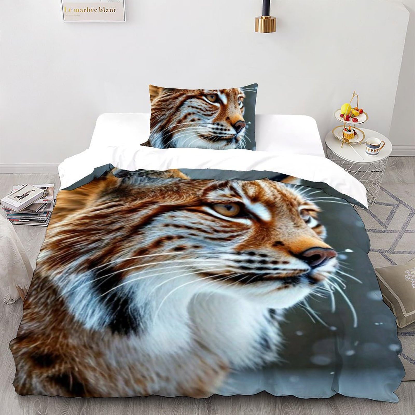 Housse de couette animaux 135x200 anti-plis pour lit enfant single