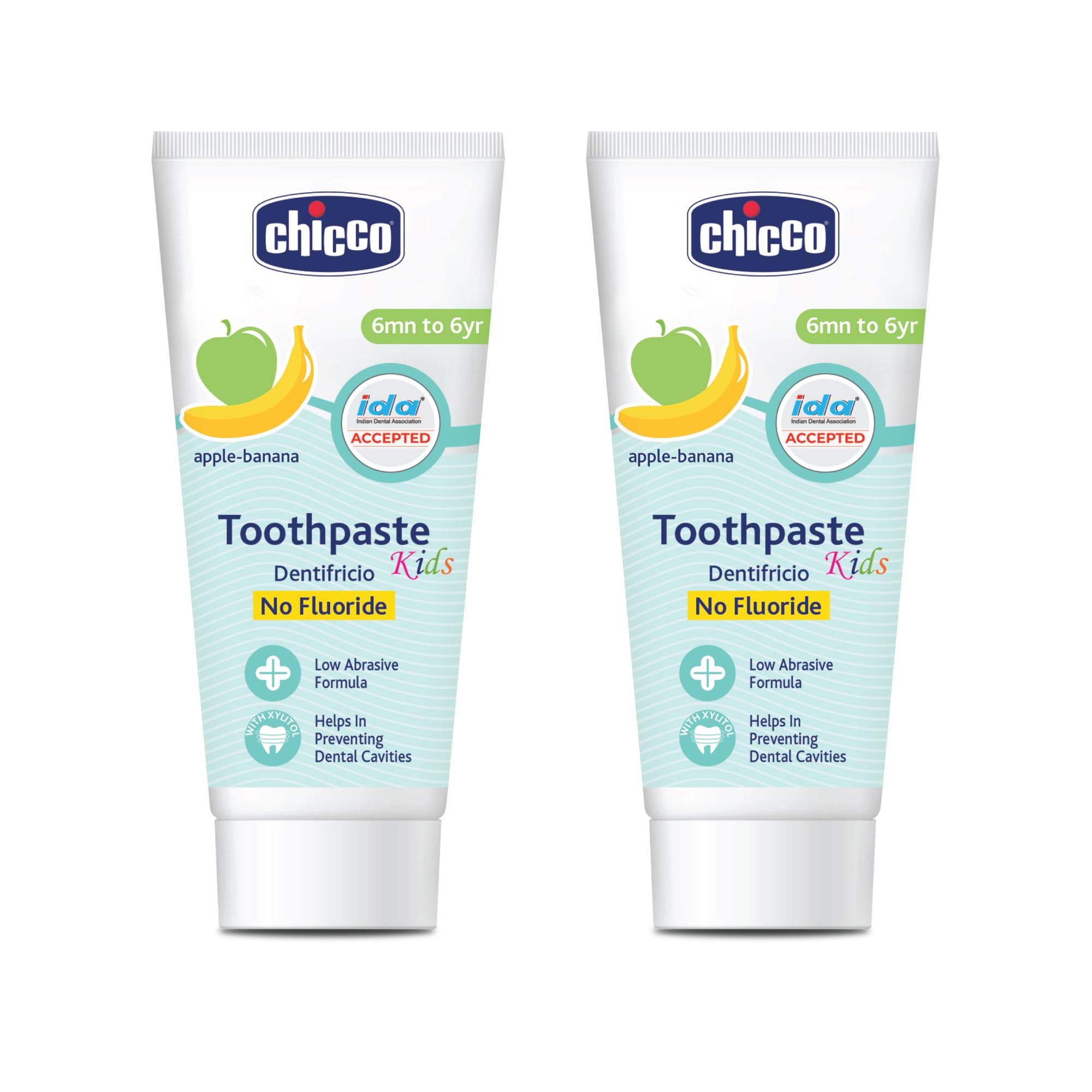 Chicco Toothpaste Apple-Banana 50ml, Pack of 2 (100ml total)