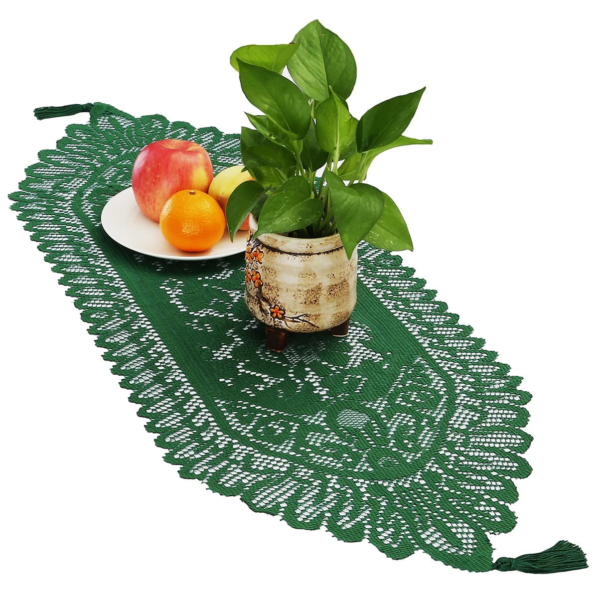 KYEYGWO Hollow Lace Table Runners Elegant Mesh Tablecloth Vintage Macrame Table Cover with Tassels for Rustic Boho Wedding Reception Decoration Bridal Showers - Image 2