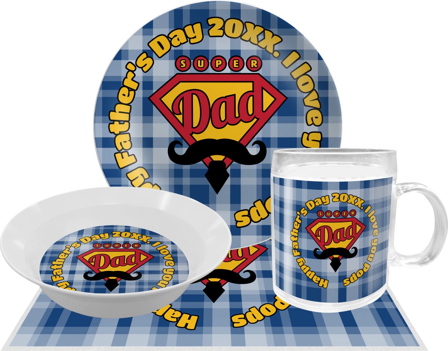 Personalized Hipster Dad Melamine Bowl - 12 oz