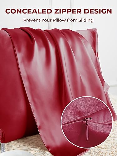 Miniatura 43 de Funda de almohada de seda de morera para cabello y piel, 22 Momme - Funda de almohada de seda natural con cremallera oculta, 6A, suave y lisa de una