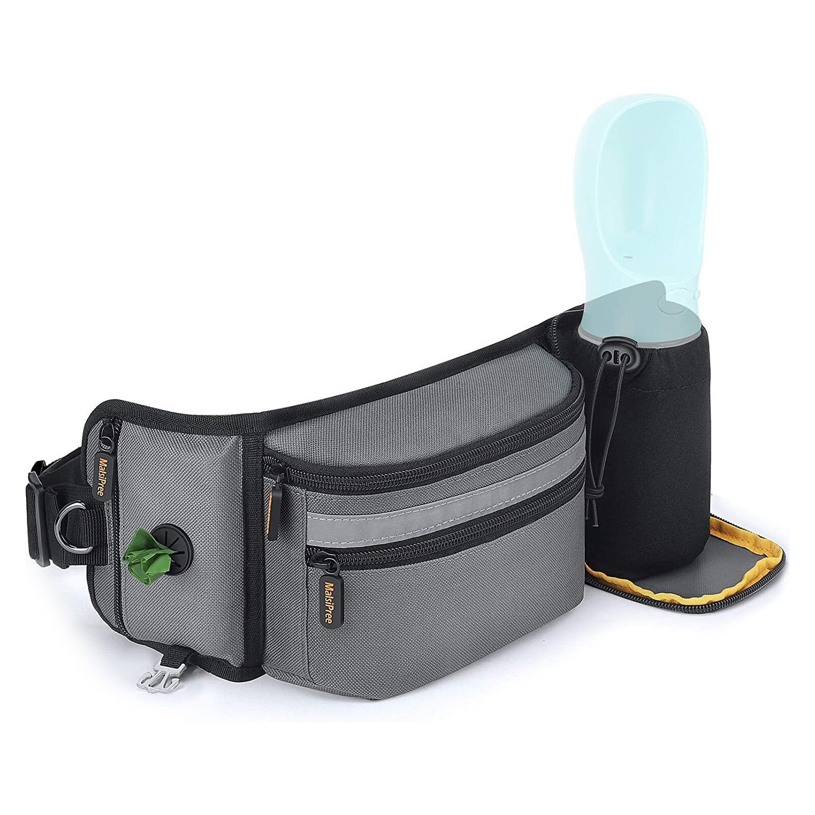 FYting Bolsa Premios Perro, 4 En 1 Bolsa Premios Perro Adiestramiento De Tela Oxford con Tiras Reflectantes, RiñOnera Multifuncional Impermeable para Bolsa para Pasear Perros,Caminar,Ejercicio(Gris)