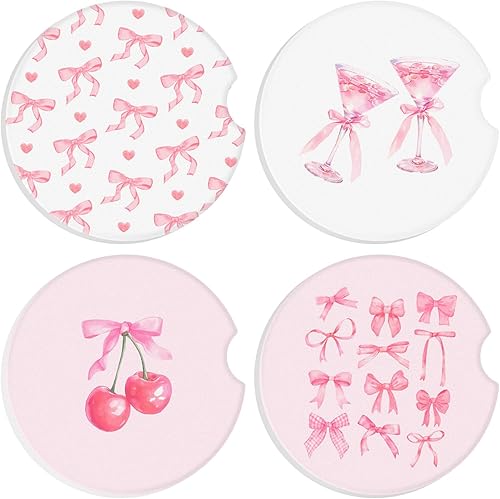 Miniatura 8 de Boao 4 piezas de posavasos para portavasos de coche, posavasos de cerámica absorbentes de 6.5 cm, base antideslizante universal con muesca para el