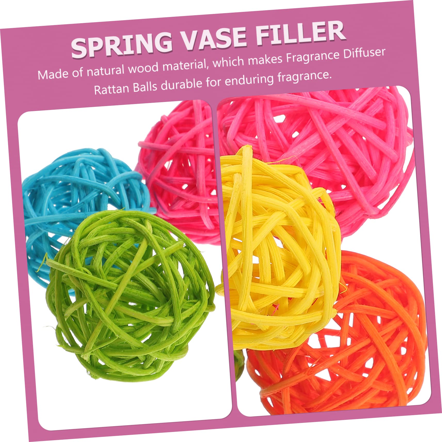 60 Pcs Wicker Rattan Ball Rattan Orbs Garden Tree Decoration Easter Basket Fillers Rattan Sphere Ball Decor for Table Aromatherapy Diffuser Balls Dining Table Banquet