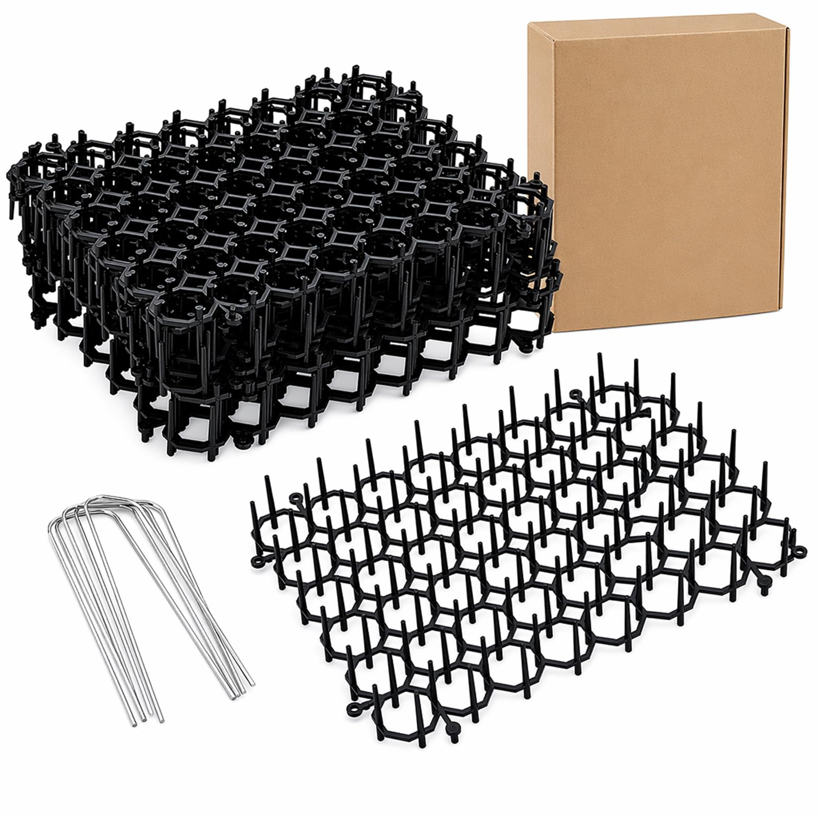 6 Pack Cat Spikes Mat, Anti Cat Spikes Strips, Cat Deterrent Spikes, 20x15cm Mats with 8 Garden Pegs for Indoor & Garden