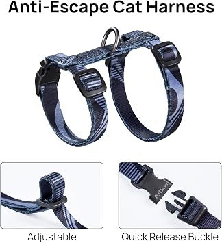 PetThem Adjustable Cat Harness and Leash Set Escape Proof (Black)