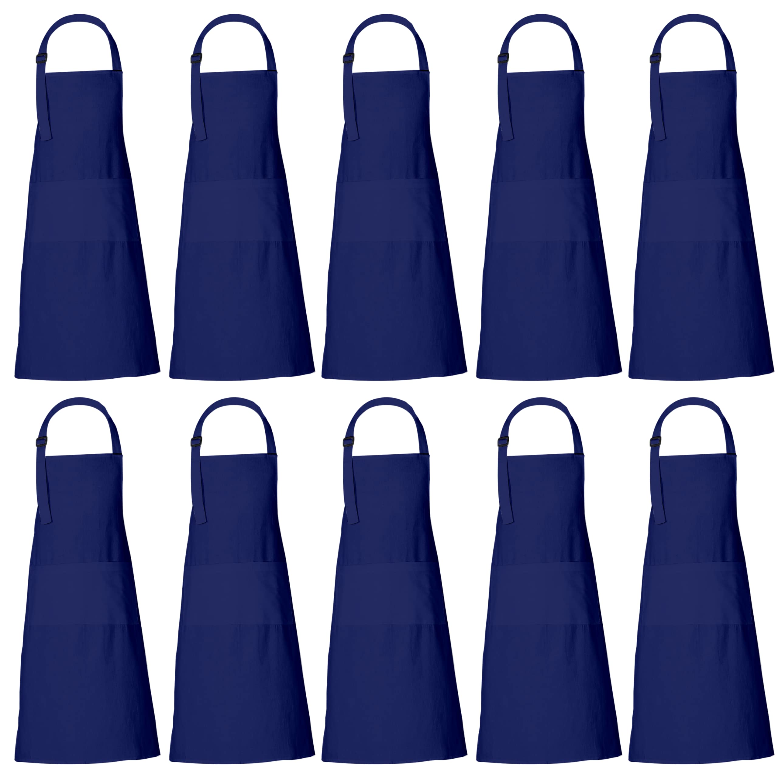 Rajrang Unisex Sodalite Blue Dark Blue Cotton Chef Aprons For Men & Women – 35X27 Inch Cooking Aprons With Adjustable Neck Strap & 3 Pockets – Kitchen Apron, Pack Of 10