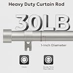 Zeerobee Rideaux pour Windows 66 à 120, 1 Tiges de draperie de haute résistance de pouce avec longueur réglable, Pôle de rideau moderne extérieur avec bouchons de fin simple, 32"-120", nickel brossé