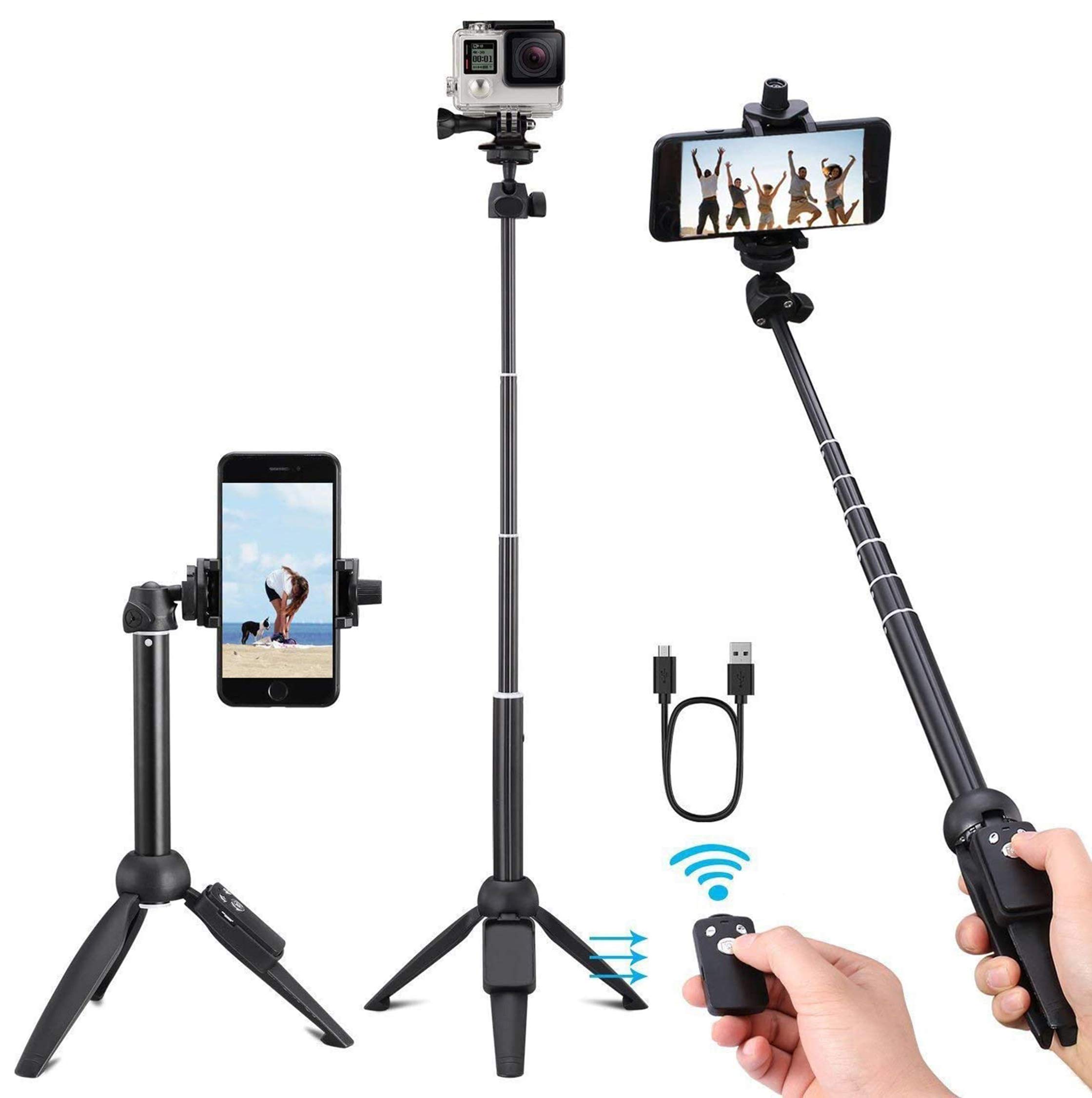 vvtanSelfie Stick, 50 inch Selfie Stick Tripod with Wireless Remote, Phone Tripod Stand Compatible with iPhone 14 13 12 11 pro Samsung Note 20 10 S20…