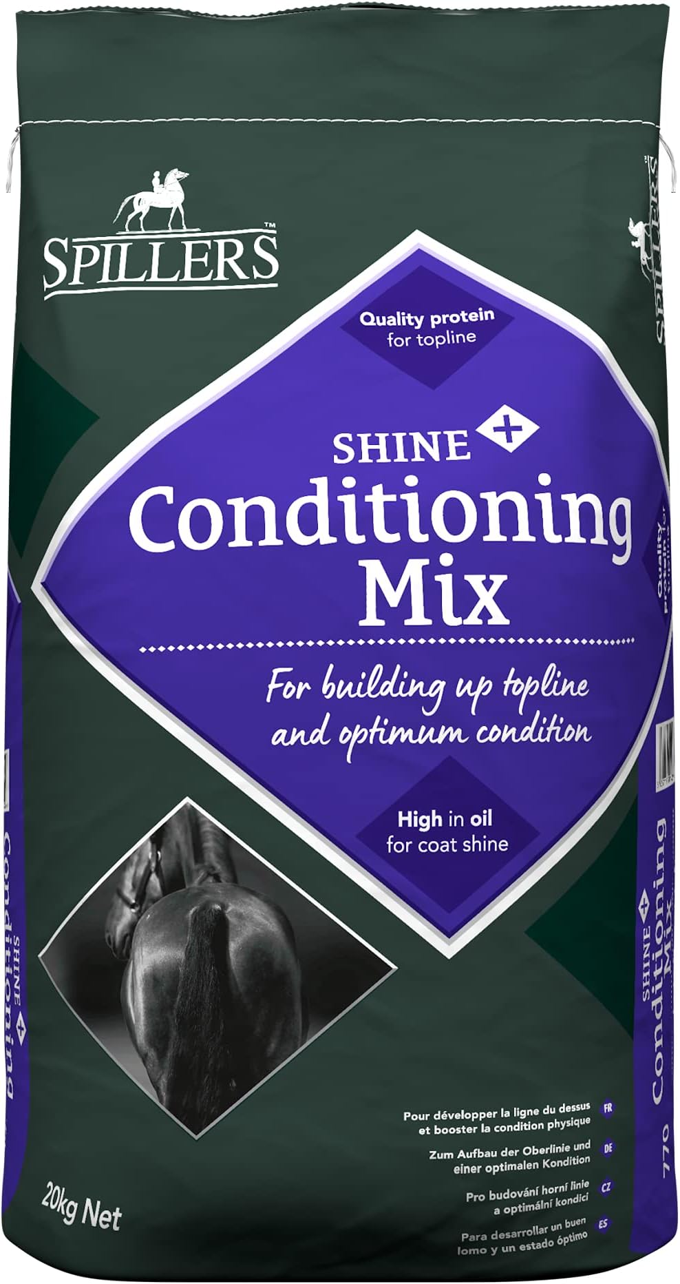 SPILLERS Shine+ Conditioning Mix Horse Feed 20KG – Food for Building Topline and Optimum Condition – Horse Feed with Oil for Coat Shine