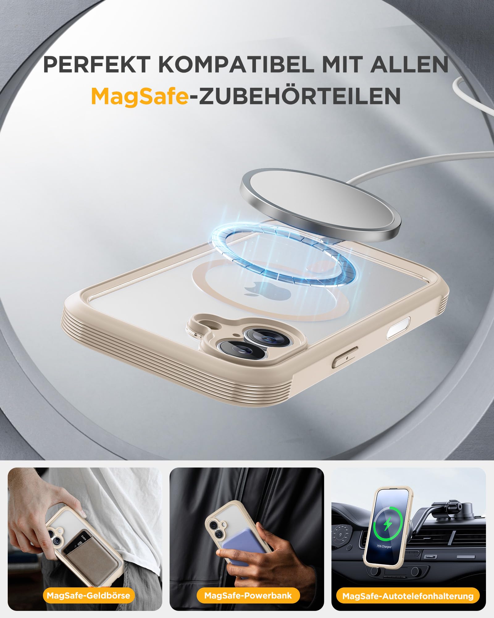 Miracase Custodia per iPhone 17 da 6,3", Protezione Integrale di Grado Militare contro le Cadute, Custodia per Telefono da Esterno con Schermo in Vetro Integrato e Controllo della Fotocamera