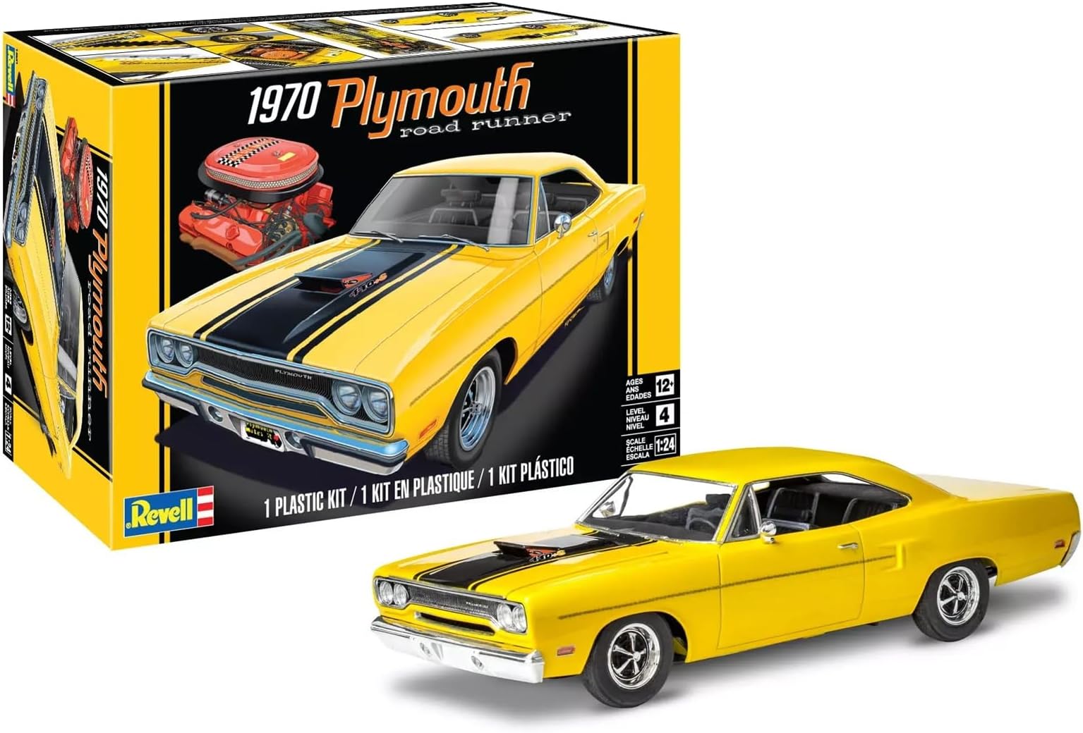 14531 '70 Plymouth Road Runner 1:24 Scale 77-Piece Skill Level 5 Model Car Building Kit