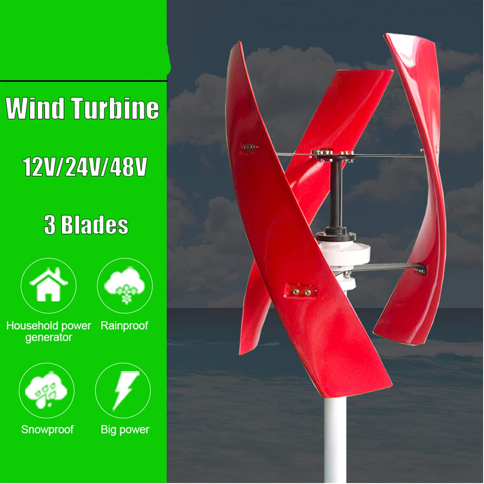 Turbinas eólicas Nuevo Tipo de turbinas eólicas, 10000W DC 12V 24V 48V 220V Generador de turbinas eólicas Potente Molino de Viento con Controlador de Carga de energía (220v) (12v)