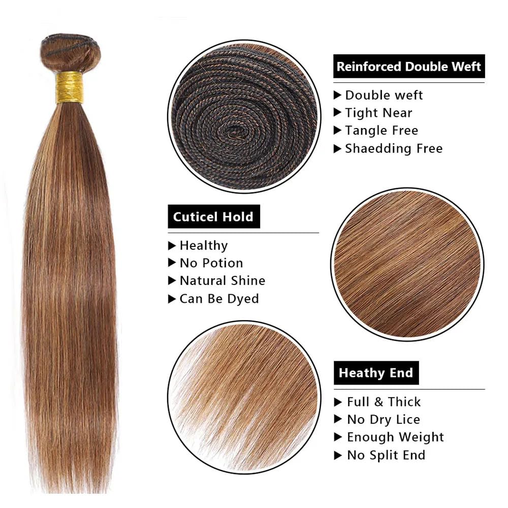 P427 Highlight Blonde Bundles Human Hair Brown Straight 3 Bundles 32 32 32 Inch Unprocessed Brazilian Virgin Honey Blonde Straight Bundle Human Hair Extensions