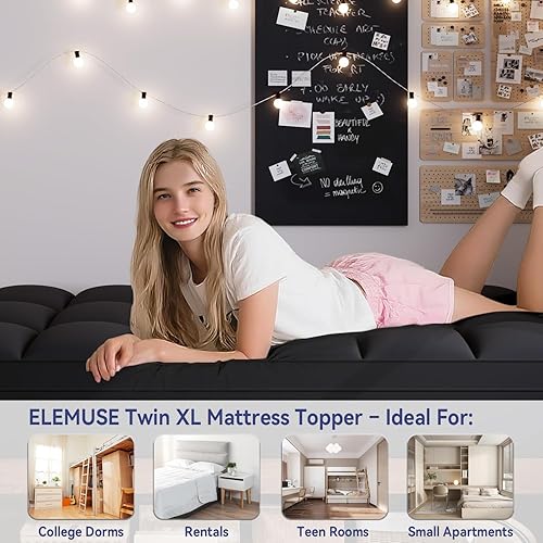 Miniatura 6 de ELEMUSE Cubrecolchón para dolor de espalda, manta para colchón grueso, superficie afelpada suave, bolsillos profundos elásticos, sobrellenado con