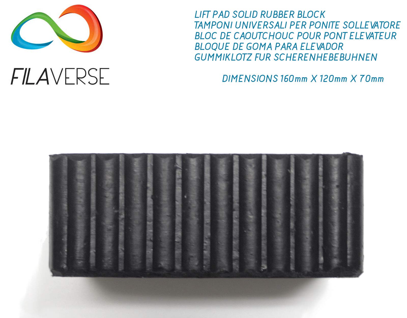 4pz Almohadillas de Goma para Elevador de Coche | Kit 160X120X70mm Universales para Puentes Ravaglioli, Corghi, OMCN, Velyen, Istobal| Laterales Ondulados Tecnología Best-Grip