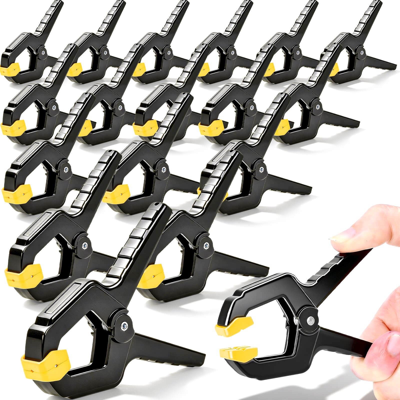 Photo 1 of 18Pack Spring Clamps, 3.5inch Plastic Spring Clips Heavy Duty Clamps for Woodworking, Balloon Arch Backdrop Stand Clips, Spring Clamps for Photography Backdrops Holder, Crafts, Fabric Backdrop
