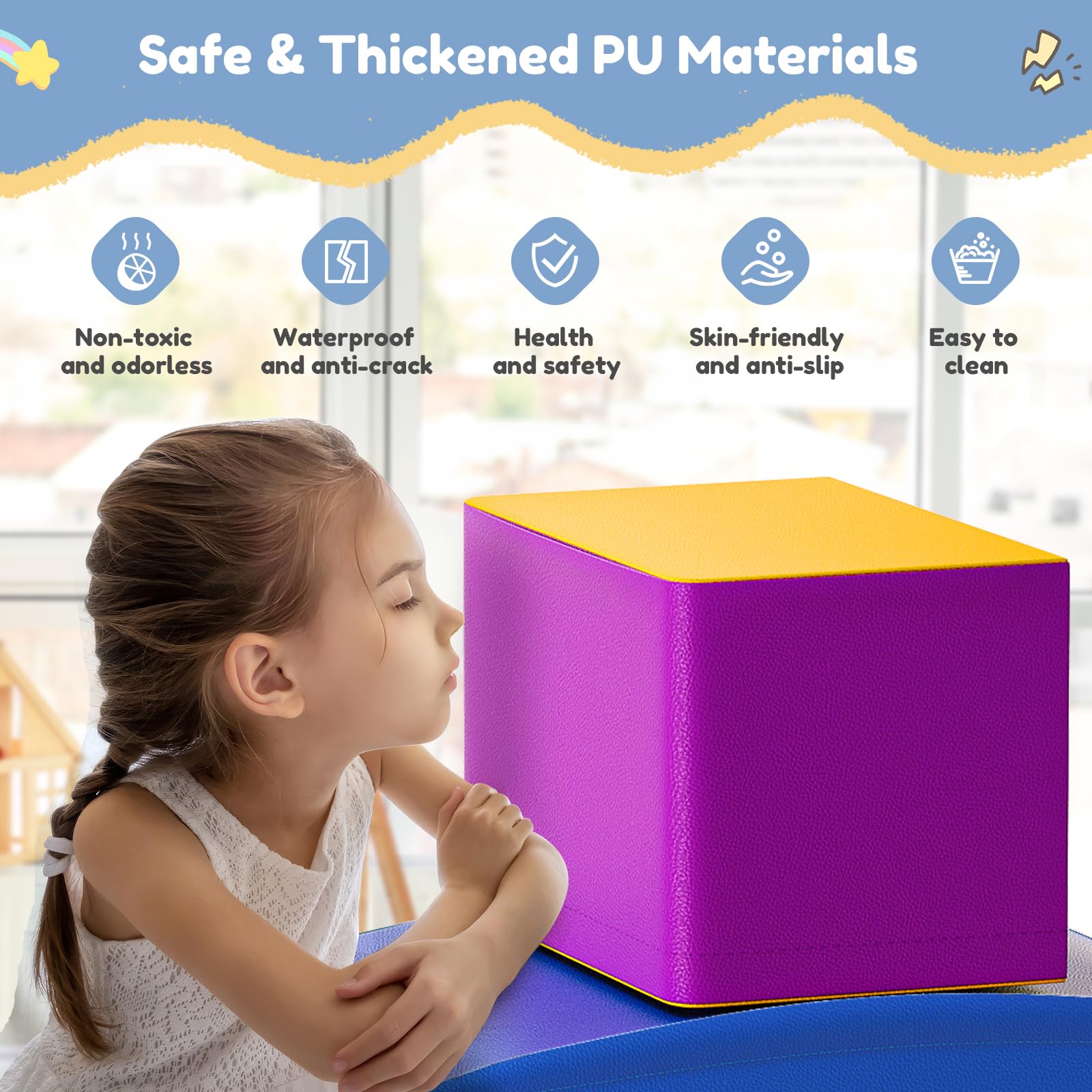 CUPCHID Blocchi da costruzione in schiuma per bambini, grandi blocchi da costruzione in schiuma giganti per bambini, giocattoli educativi prescolari per gattonare e arrampicarsi (Colorati)