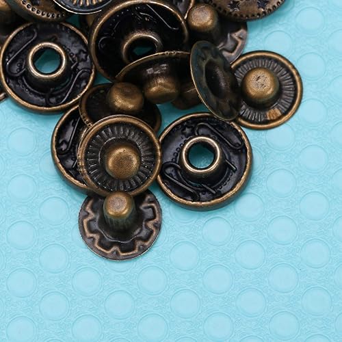 Miniatura 8 de EXCEART 10 juegos de botones a presión de metal retro en forma de rosa, bolso de mano, pies, cabeza de clavo, aleación de zinc, coser, cierre a