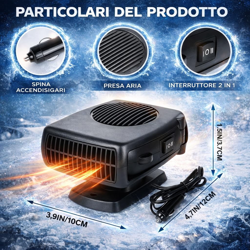 Riscaldatore per Auto 12V 150W 360° Breezy