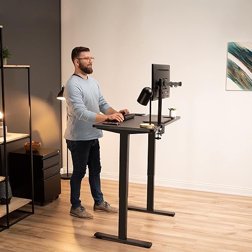 Miniatura 7 de VIVO DESK-KIT-1W4W - Escritorio eléctrico de pie de 43 x 24 pulgadas, ajuste de altura de memoria, serie 1B, parte superior blanca de una pieza,