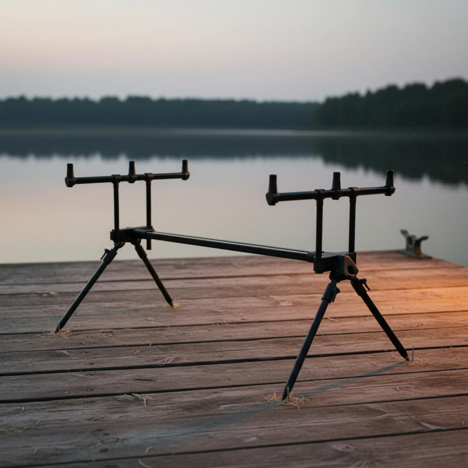 F Fityle Soporte para Cañas de Pescar Telescópico Portacañas Trípode Bastidor Aleación de Aluminio Duradera con Extensión Rápida para 6 Cañas Adecuado para Orilla Río Lago