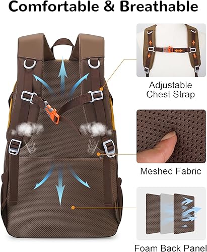 Miniatura 4 de Mochila de senderismo de 30L para hombres y mujeres, mochila de senderismo de viaje, mochila transpirable impermeable para exteriores, Amarillo, 30