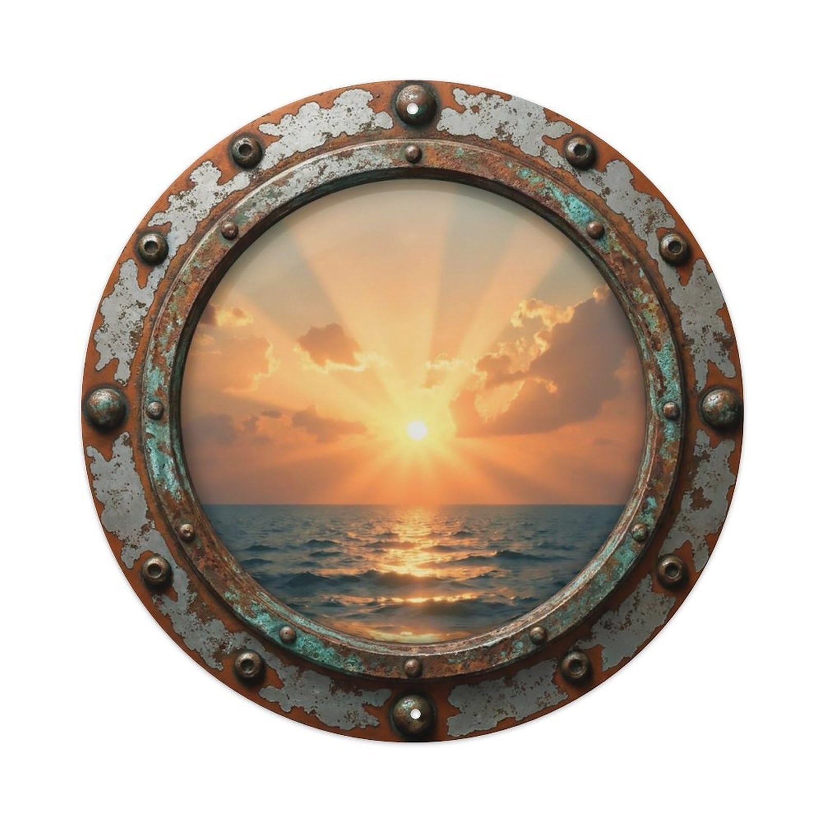 Vintage Porthole Honey Sunset Nautical Window View Metal Tin Sign