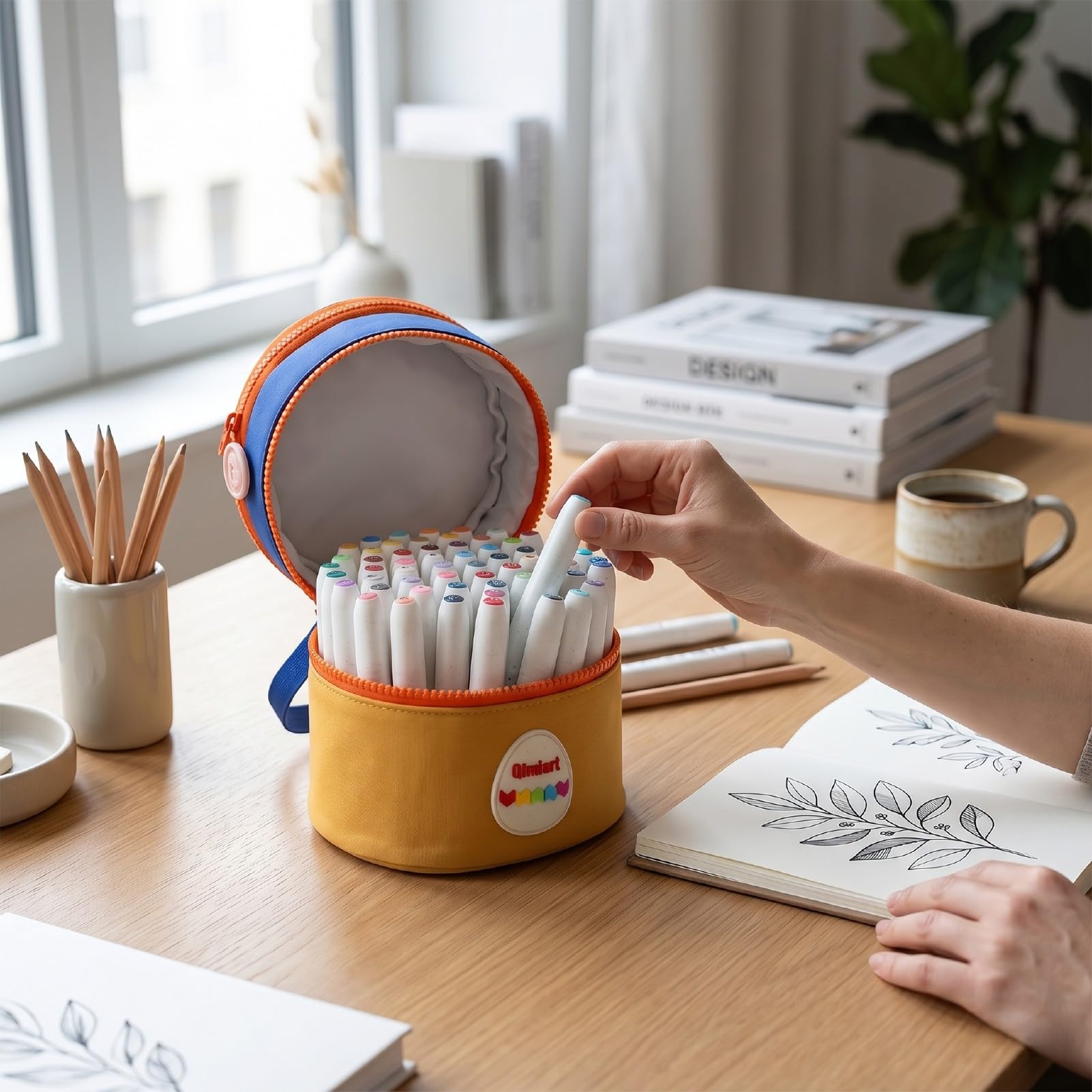 Qcwwy 60 Kolorowych Markerów Akrylowych, Bez Wstrząsów Długopisy Artystyczne do Bezpośredniego Użytku z torbą do Przechowywania Kamienia Ceramiczne Szkło Drewno Tkanina Płótno