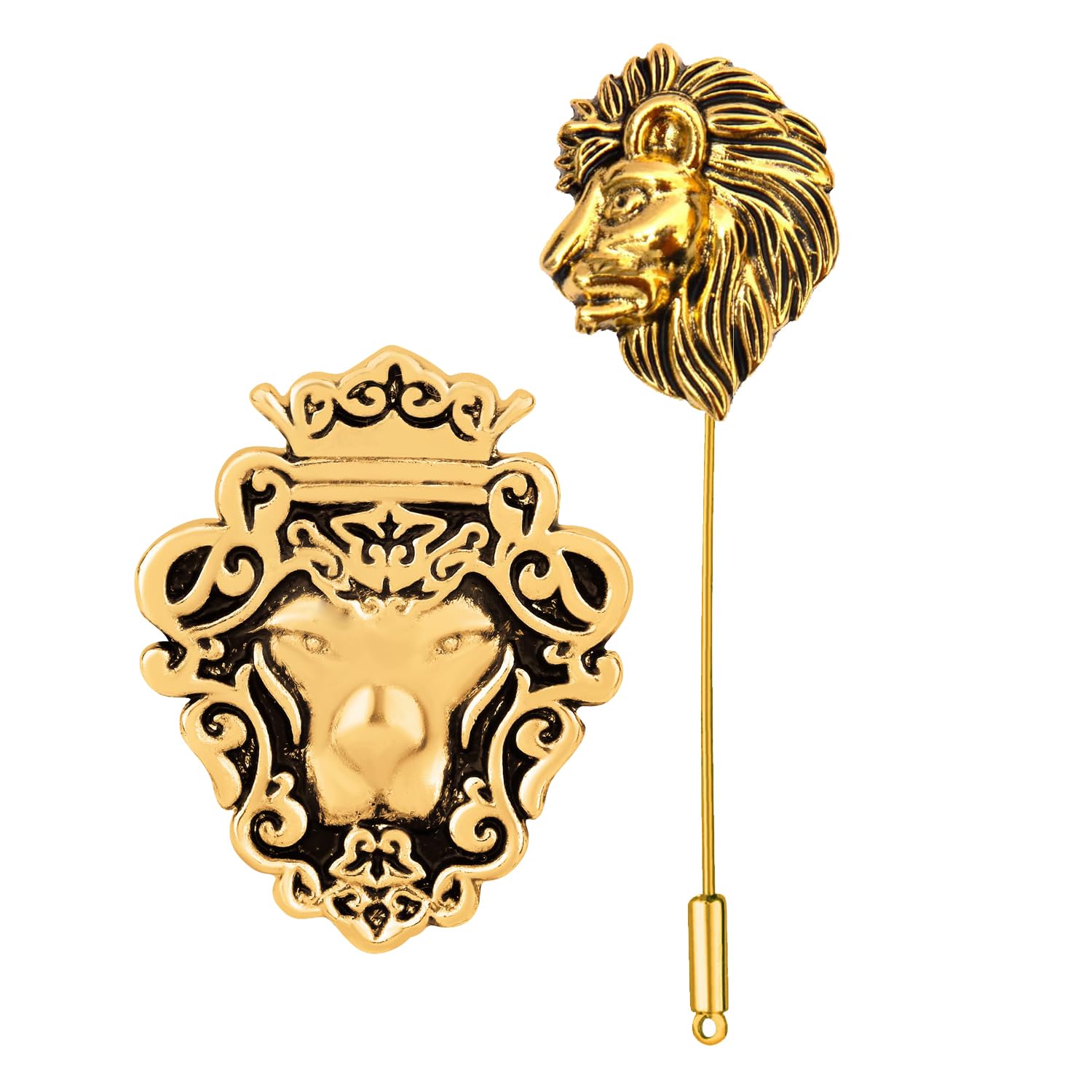 Combo of Lion-Face Shaped Wedding Brooch/Lapel Pin for Men (CO1105664G)-image-28