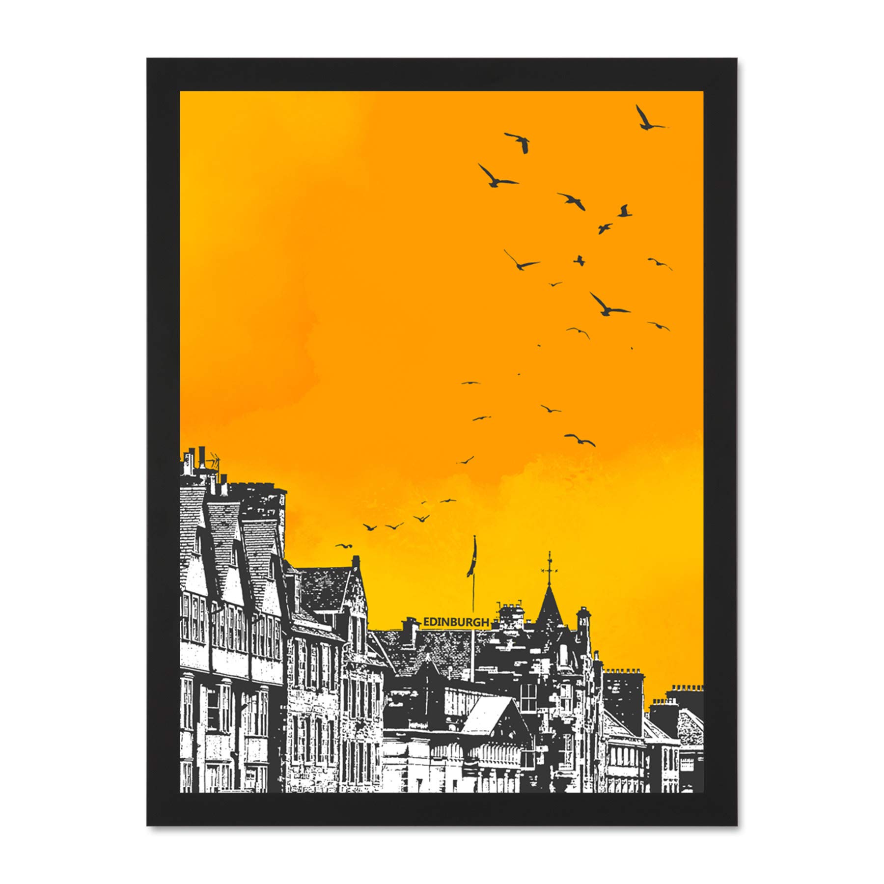 Wee Blue Coo Rooftop Birds Edinburgh 18x24 Large Framed Art Print Poster Wall Decor 18x24 inch