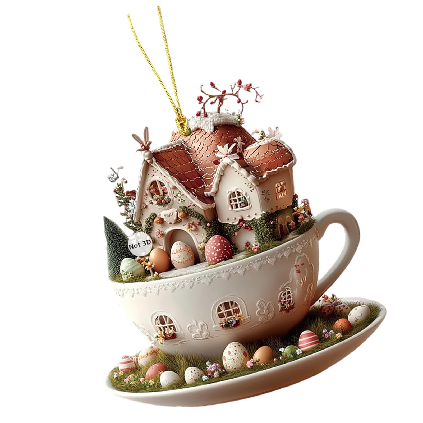 Jkrnejgr C Ar Mirrored Decoration With Easter Rabbits Offee Up House Acryli Keychain Pendant For Spring Theme Accessory Flat Ornament Decoration