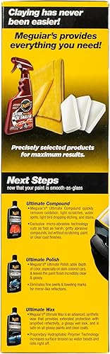 Miniatura 3 de Kit de arcilla Meguiar's G191700 para superficie lisa, aplicación de arcilla para automóviles segura y fácil para un acabado fino como el vidrio