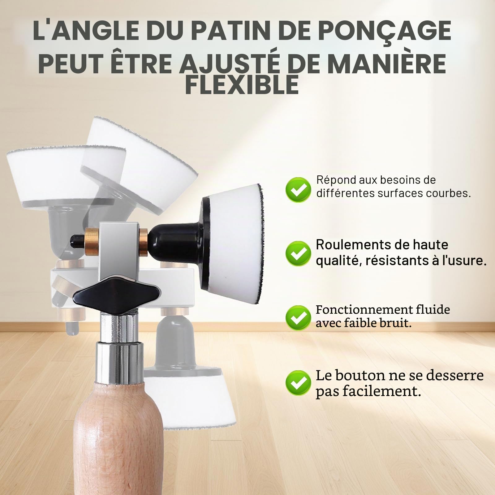 Kit De Ponceuse Pour Bol, Kit De PonçAge Pour Bol Ponceuse à Main à Bois Bols Avec TêTe De Broche Rotative, Tampon De Polissage De 1 Po Et 2 Po Et 50 Disques De PonçAge Pour Le Travail Du Bois